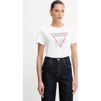 Dámské tričko Bavlněné tričko Guess dámské, bílá barva, W5YI38 I3Z14 W5YI38.I3Z14 00X, vel. XL