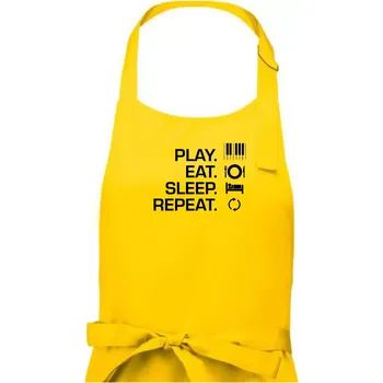 Kuchyňská zástěra Play eat sleep piano - Dámská zástěra na vaření - Univerzální velikost ( Žlutá )