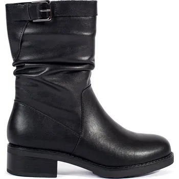 Dámská treková obuv Černé kožené dámské zateplené kotníkové boty, podpatek 4 cm BT288-S-B Velikost: 38