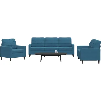 Pohovka 3dílná sedací souprava s poduškami modrá samet Modrá3278360