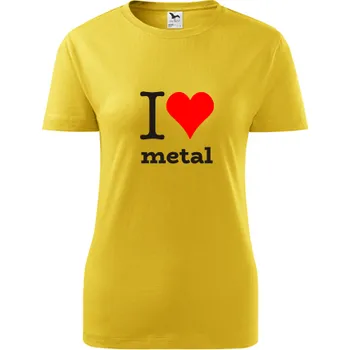 Žluté dámské tričko I love metal - barva žlutá - velikost XL