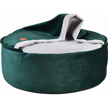 Pelíšek pro psa LAUREN design Kulatý pelech Bona, lahvově zelený