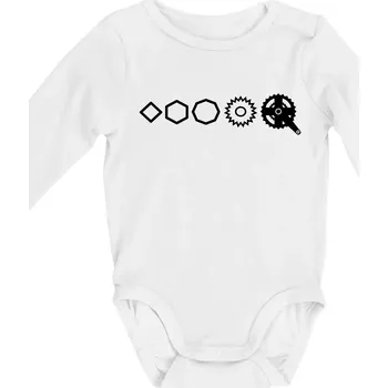 Kojenecký body Evoluce pedály - Body kojenecké s dlouhým rukávem - Dlouhý r. do 3 měs ( Bílá )