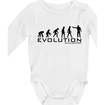 Evoluce civilizace - Body kojenecké s dlouhým rukávem - Dlouhý r. do 3 měs ( Bílá )