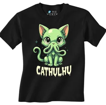 Chlapecké tričko Dětské tričko Kočka Cthulhu Cathulhu (Velikost: 7-8, Barva: Černá)