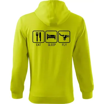 Pánská mikina Eat sleep Motocross - freestyle - Mikina s kapucí na zip trendy zipper - 2XL ( Limetková )