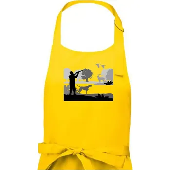 Kuchyňská zástěra Lovec a ohař v lese - Pánská zástěra na vaření - Univerzální velikost ( Žlutá )