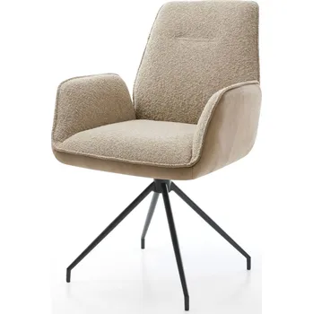 Jídelní židle DELIFE Jídelní židle Zoa-Flex kombinace materiálů tmavě béžová křížová podnož zúžená černá 180° otočný taštičkové pružiny