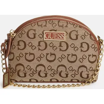 GUESS dámská kabelka, crossbody Sabrina hnědá logová se zipy