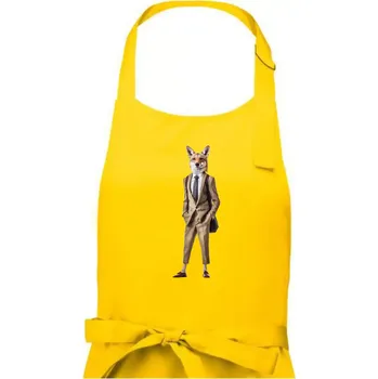 Kuchyňská zástěra Vlk elegán - Dámská zástěra na vaření - Univerzální velikost ( Žlutá )
