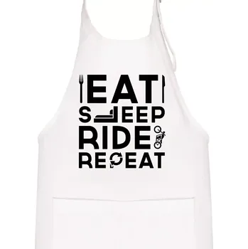 Kuchyňská zástěra Eat sleep ride moto - Dětská zástěra na vaření - Univerzální velikost ( Bílá )