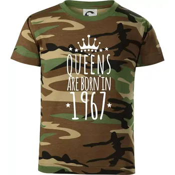 Queens are born in 1967 - Dětské maskáčové triko - 134 cm/8 let ( Hnědý maskáč )