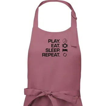 Kuchyňská zástěra Play Eat Sleep Repeat tenis - Dámská zástěra na vaření - Univerzální velikost ( Starorůžová )