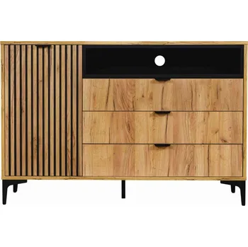 Šatní skříň ARTEN (NANO Systems s.r.o.) Komoda Piano 1D3S velká zlatý dub/černá