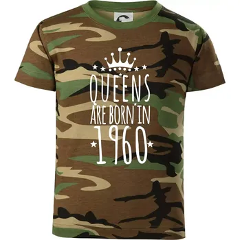 Queens are born in 1960 - Dětské maskáčové triko - 122 cm/6 let ( Hnědý maskáč )