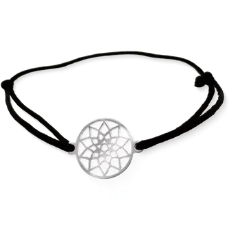 Náramek Yoowey Šňůrkový náramek stříbrný mandala KA5020