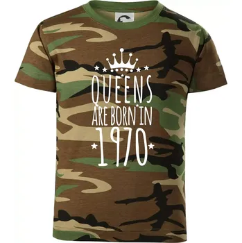 Chlapecké tričko Queens are born in 1970 - Dětské maskáčové triko - 104-110cm / 3-4 roky ( Hnědý maskáč )