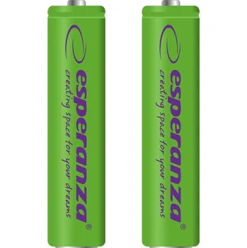 Článková baterie Esperanza Nabíjecí baterie NI-MH AAA 1000mAh 2ks, zelené 73316 EZA101G