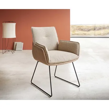 Jídelní židle DELIFE Jídelní židle Nela-Flex kombinace materiálů tmavě béžová tenká podnož černá