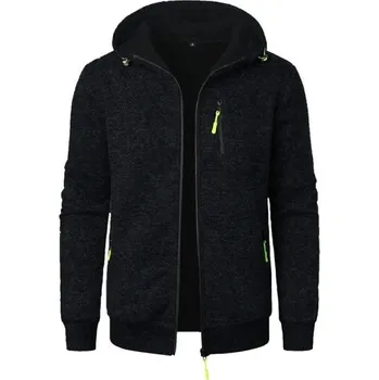 Pánská větrovka Pánská bunda s kapucí na zip Sportovní přechodová bunda s kapsami Kontrastní zipy Měkká bunda na jaro podzim do města i na výlety černá S