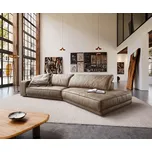 DELIFE Pohovka XL Snoosh 400x150 cm mikrovlákno tmavě béžová vintage lenoška pravá