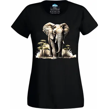 Dámské tričko Dámské tričko Slon africký Král Savany (Velikost: L, Barva: Černá)