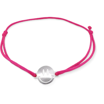 Náramek Yoowey Šňůrkový náramek stříbrný smajlík KA5016