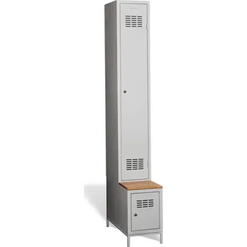 Školní nábytek 1+1dveřová šatní skříň s dlouhými dveřmi, zabudovanou lavicí a skříní na obuv #03 STANDARD 1 PLUS