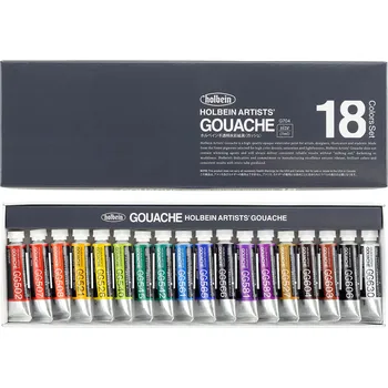 Vodová barva Kvašové barvy Holbein 5ml - sada 18 ks