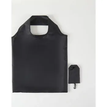 Skládací nákupní taška 38 x 58 cm Barevná taška z polyesteru Opakovaně použitelná taška s karabinou Kompaktní taška do kapsy černá