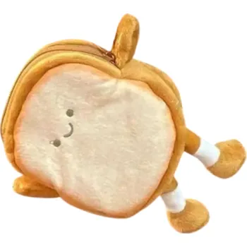 Peněženka Plyšová peněženka toastový chléb 10 x 8 cm Roztomilá taška na mince a sluchátka Přívěsek s klíčenkou Dětská hračka Panenka Polyester Dárek