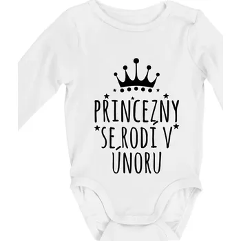 Kojenecký body Princezny se rodí v únoru - Body kojenecké s dlouhým rukávem - Dlouhý r. do 3 měs ( Bílá )