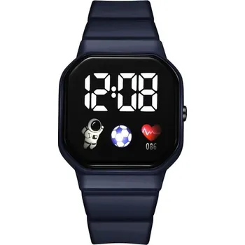 Chytré hodinky Dětské digitální hodinky s LED displejem Barevné voděodolné silikonové hodinky s velkým čitelným časem Elektronické hodinky pro děti modrá