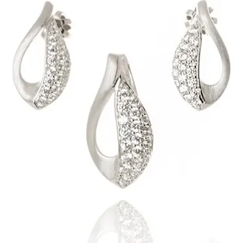 Souprava šperků Stříbrná souprava přívěšku a naušnic se zirkony STRS0427F + dárek zdarma