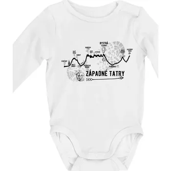 Profil kopca Západné tatry - Body kojenecké s dlouhým rukávem - Dlouhý r. 3-6 měs ( Bílá )