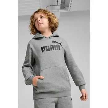 Chlapecká mikina Dětská mikina Puma ESS No. 1 Logo Hoodie FL B šedá barva, s kapucí, s potiskem, 684908 90X, vel. 176