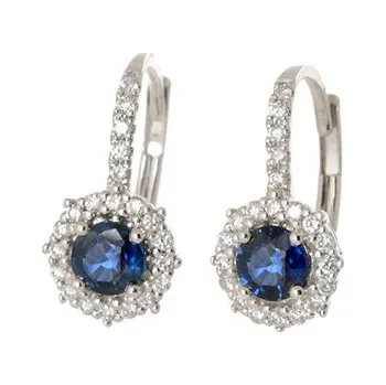 Náušnice Naušnice z bílého zlata se safíry a diamanty BN0026F + DÁREK ZDARMA