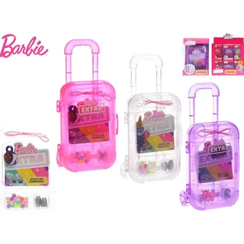 Panenka Barbie - mini kufřík 14 cm s doplňky - mix barev (růžová, stříbrná, fialová)