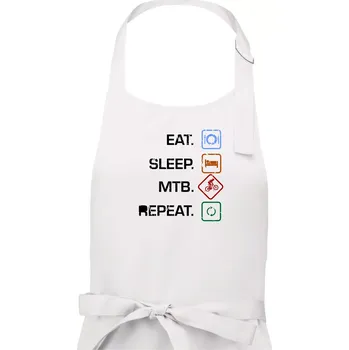 Kuchyňská zástěra Eat sleep MTB repeat - Dámská zástěra na vaření - Univerzální velikost ( Bílá )