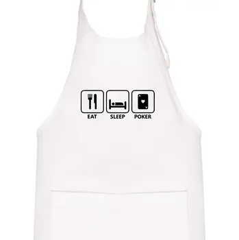 Kuchyňská zástěra Eat sleep poker - Dětská zástěra na vaření - Univerzální velikost ( Bílá )