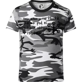 Chlapecké tričko Tvoje mama je tak tlustá - větev - Dětské maskáčové triko - 146 cm/10 let ( Šedý maskáč )