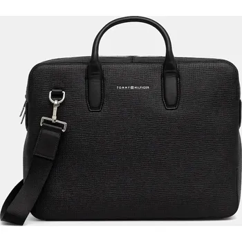 Kožená taška na notebook Tommy Hilfiger AM0AM13642 černá 99X, vel. ONE SIZE