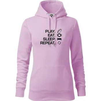 Dámská mikina Play Eat Sleep Repeat americký fotbal - Mikina dámská Cape s kapucí - S ( Orchid )