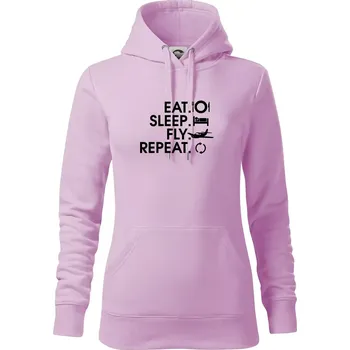 Dámská mikina Eat sleep fly repeat - Mikina dámská Cape s kapucí - XS ( Orchid )
