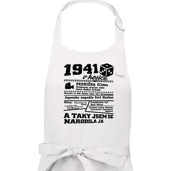 Kuchyňská zástěra 1941 v kostce - Dámská zástěra na vaření - Univerzální velikost ( Bílá )