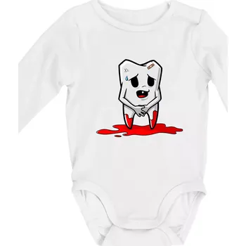 Kojenecký body Vytržený zoubek - Body kojenecké s dlouhým rukávem - Dlouhý r. do 3 měs ( Bílá )