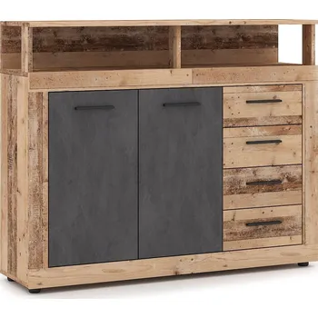 Komoda Komoda Luna 119 cm dub Matera světlý/šedá