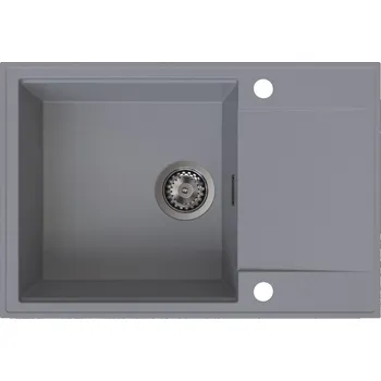 Granitový dřez Sink Quality Sink55, kuchyňský granitový dřez 680x460x215 mm + grafitový sifon, šedá, SKQ-SINK.D.1KDO.XB