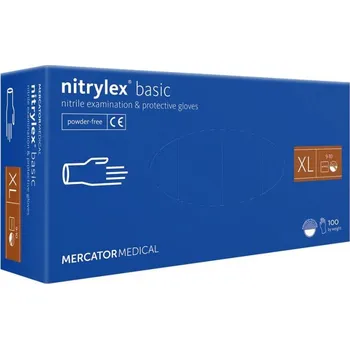 Vyšetřovací rukavice Jednorázové nitrilové rukavice Mercator Medical Nitrylex Basic modré 100 ks Rozměr: XL