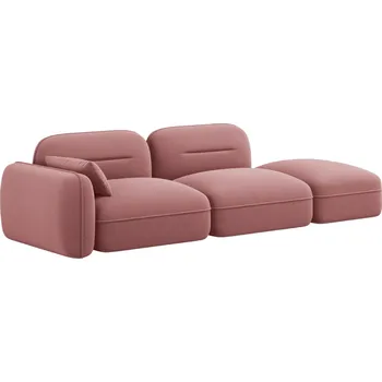 Pohovka Cosmopolitan Design Růžová sametová trojmístná pohovka Sydney 295 cm, pravá